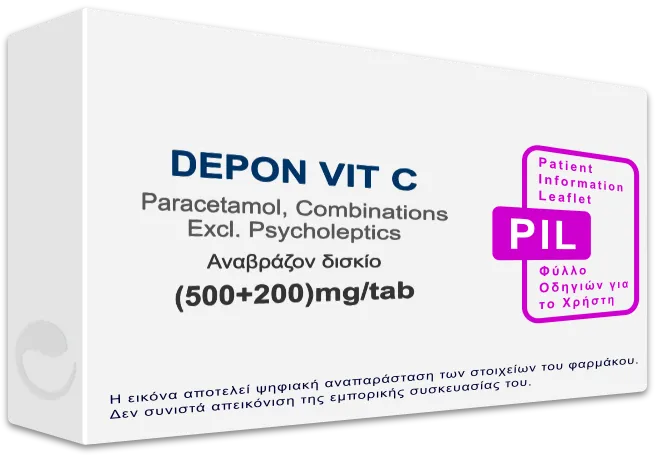 DEPON VIT C (500+200)mg/tab, Αναβράζον δισκίο - Τιμή, Φύλλο Οδηγιών ...