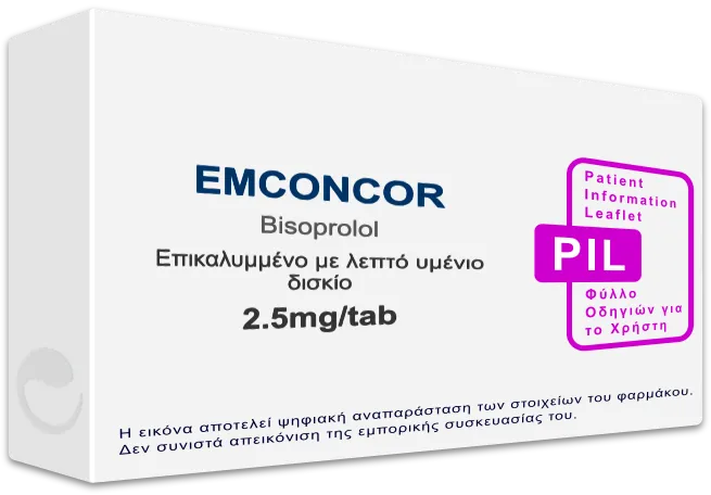 EMCONCOR 2.5mg/tab, Επικαλυμμένο με λεπτό υμένιο δισκίο - Τιμή, Φύλλο ...