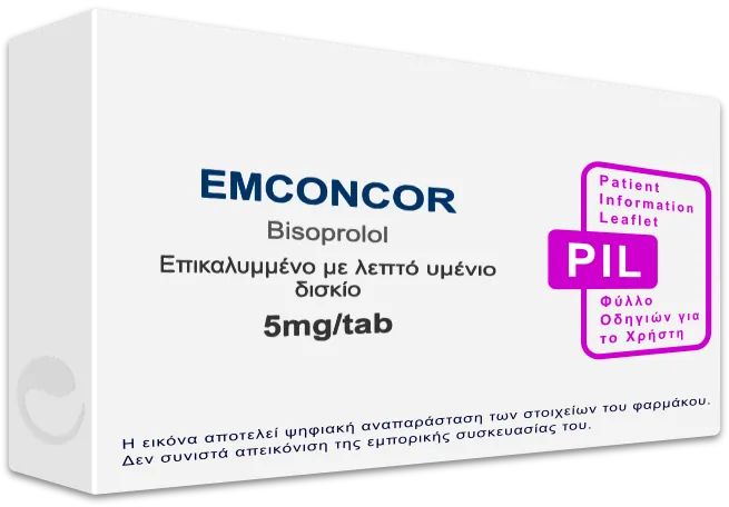 EMCONCOR 5mg/tab, Επικαλυμμένο με λεπτό υμένιο δισκίο - Τιμή, Φύλλο ...