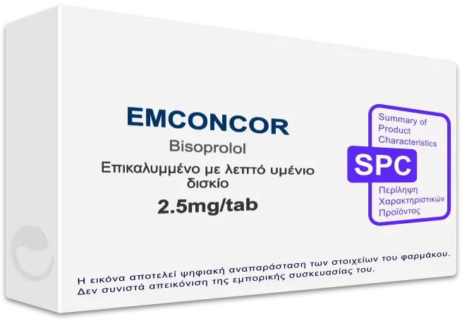 EMCONCOR 2.5mg/tab, Επικαλυμμένο με λεπτό υμένιο δισκίο - Τιμή, SPC ...